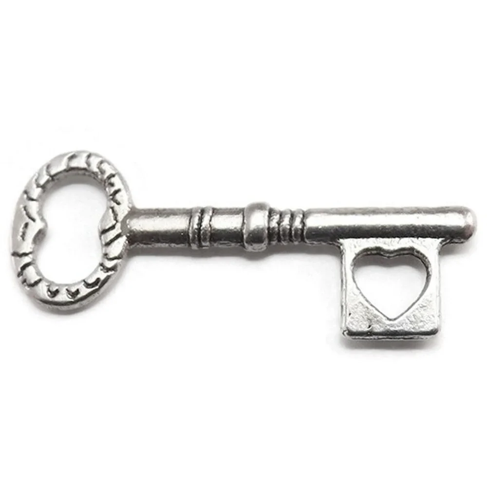 6pcs Key Charms, heart, jewelry making‎